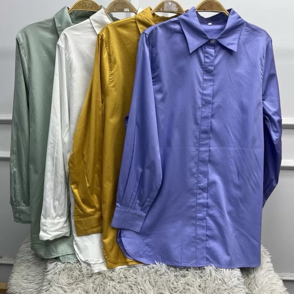 Elegant Women's Dress Shirt Set - Purple, Gold, White, Green